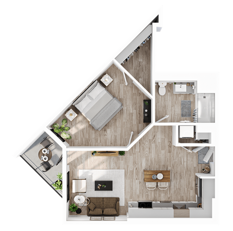 a floor plan of a house with a bedroom and living room